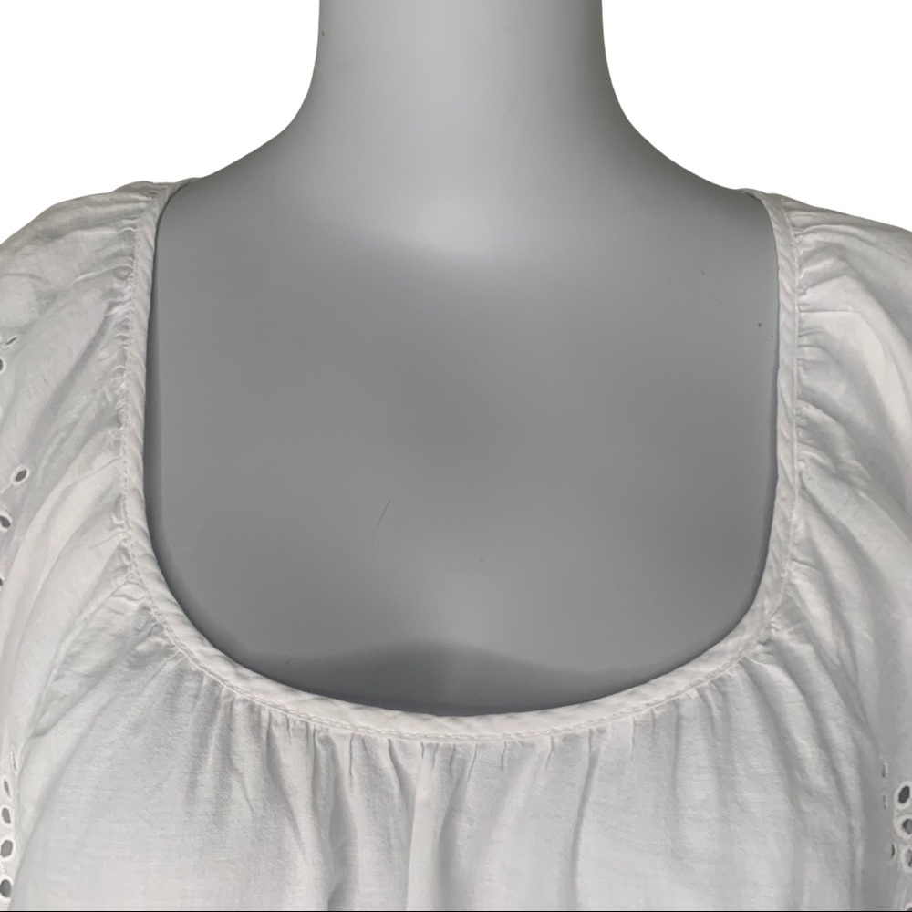 H&M Divided Eyelet Broderie Flutter Sleeve Top 100% Cotton Lightweight Size 8 - Picture 8 of 15
